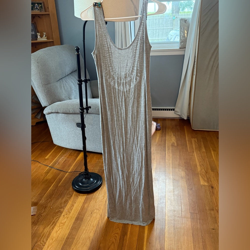 5/$25 Gray Backless Crotchet trim Maxi Dress
